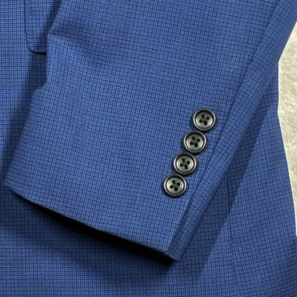 Bonobos Marzotto Italian Wool Royal Blue Micro Check Blazer 40S Slim Sport Coat